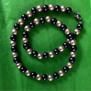 Vintage Teng Yue 16.5" Purple Pink Cultured Pearl Necklace Magnetic Clasp Mint"